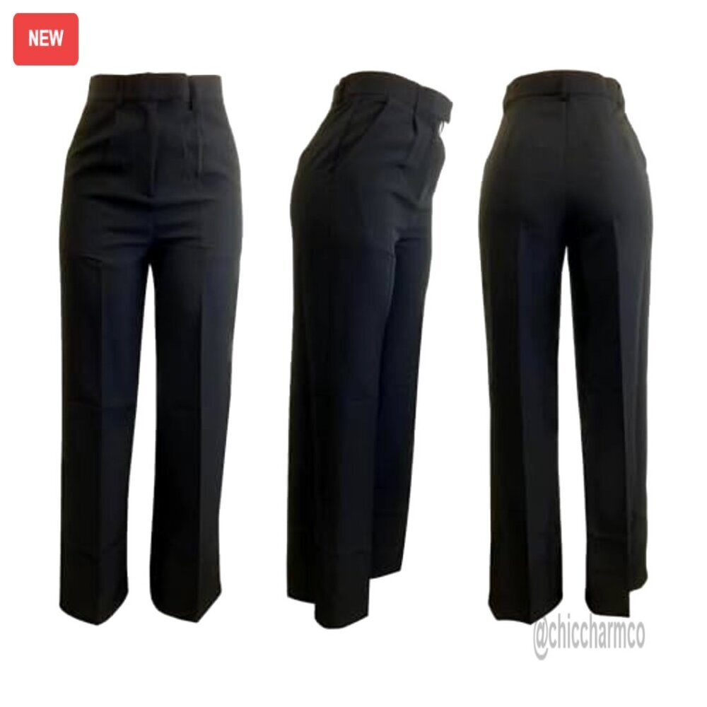 High Waisted Wide Leg Dress Pants Business Casual Slacks Polyester Spandex - Picture 5 of 6